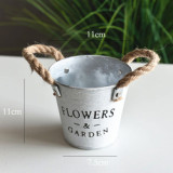 Hemp Rope Tin Bucket Vase Decoration Flower Shop Succulent Flower Pot Wholesale