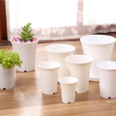 White Round PP Plastic Flower Pot Succulent Vientiane Orchid Plant Frosted High Waist Pot Black
