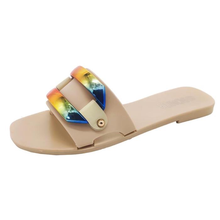 YF047 2021 Ladies Fashion Slippers Crystal Non-slip Light Indoor And Outdoor Sandals Slippers Ladies Plastic Beach Shoes