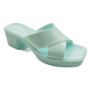 MDY51 2021 Summer New PVC Slippers for Women Fashion Square Toe High Heels Sandals Ladies Shoes Casual Beach Jelly Slippers 36-41
