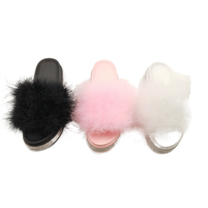 MDY55 Fur Women Slippers Furry Fluffy Women Sandals  Fur Slides Ladies Slippers Plus Size Shoes Women