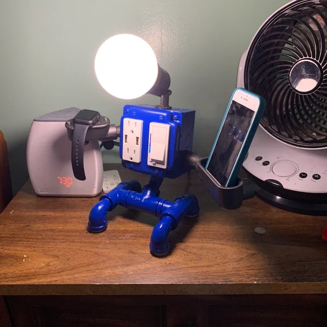 Us 39 99 Robot Steampunk Industrial Pipe Desk Lamp Flexiblea Com Robot Steampunk Industrial Pipe Desk, Robot Steampunk Industrial Pipe Desk Lamp With Dimmer Smartphone Charging Cradle