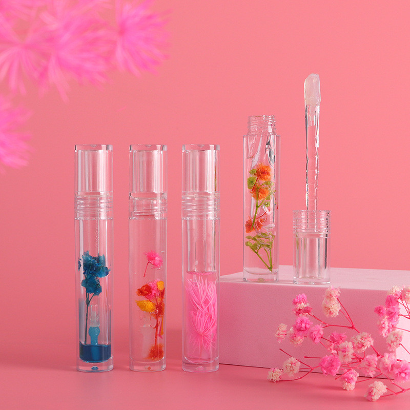 Drivworld 2021 makeup sequins toot lips dried flowers flowers lip oil natural moisturizing colorless lip balm anti-drying hydrating