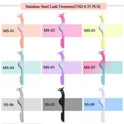 Customized logo tweezers for eyelashes black plastic strip lash rose eyelash tweezers eyelash set glitter eye lash tweezer case