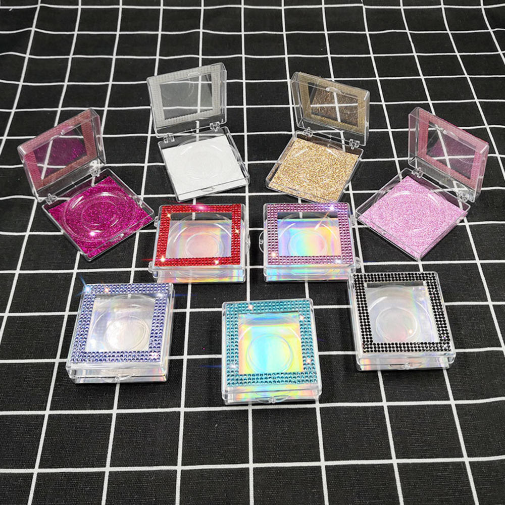 1PC Square Acrylic Diamond False Eyelash Packaging Box Fake 10mm-25mm 3d Mink Eyelashes Boxes Case Lashes Empty Bulk Box trays