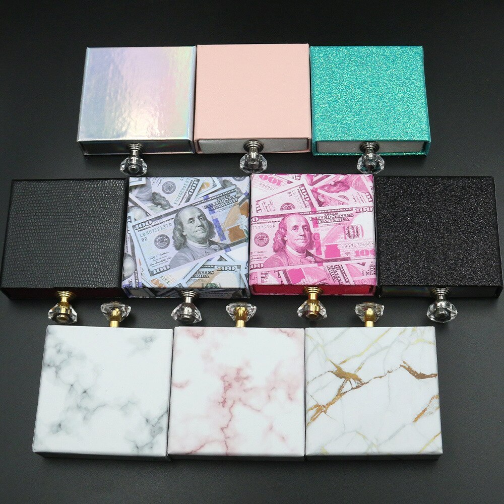 NEW wholesale Square lash box alse Eyelash packaging box fake 3d mink lashes boxes faux cils strip diamond magnetic case empty