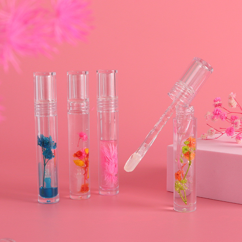 Drivworld 2021 makeup sequins toot lips dried flowers flowers lip oil natural moisturizing colorless lip balm anti-drying hydrating