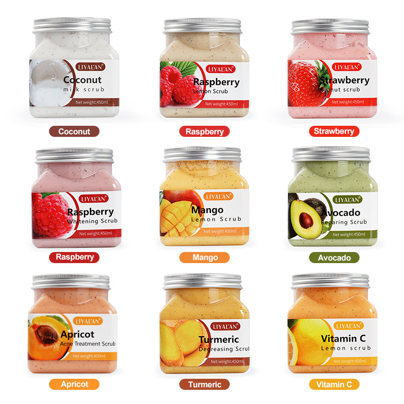 Private Label Natural Organic Exfoliantes Face Scrubs Deep Cleansing Whitening Fruit Sugar Body Scrub