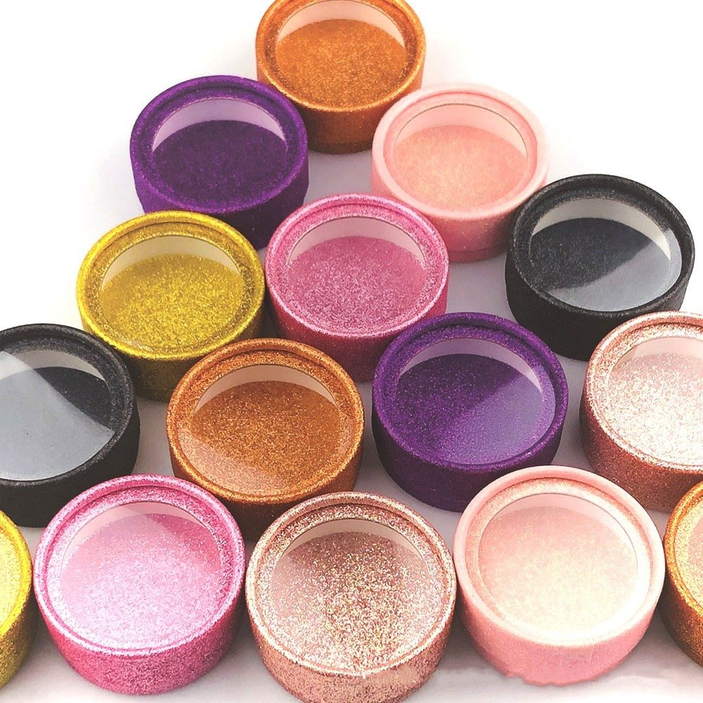Drivworld Custom Packaging Glitter Paper Round Case With Tray Wholesale Mink Lashes Private Label Logo Packing Box Empty Case