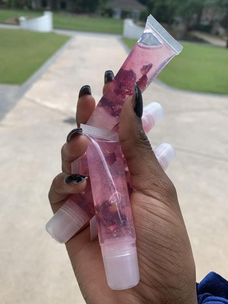 Private Label Reduce Fine Lines Lip Oil Enhancer Fuller Lip Gloss Tube Rose petal  Lip Care Serum