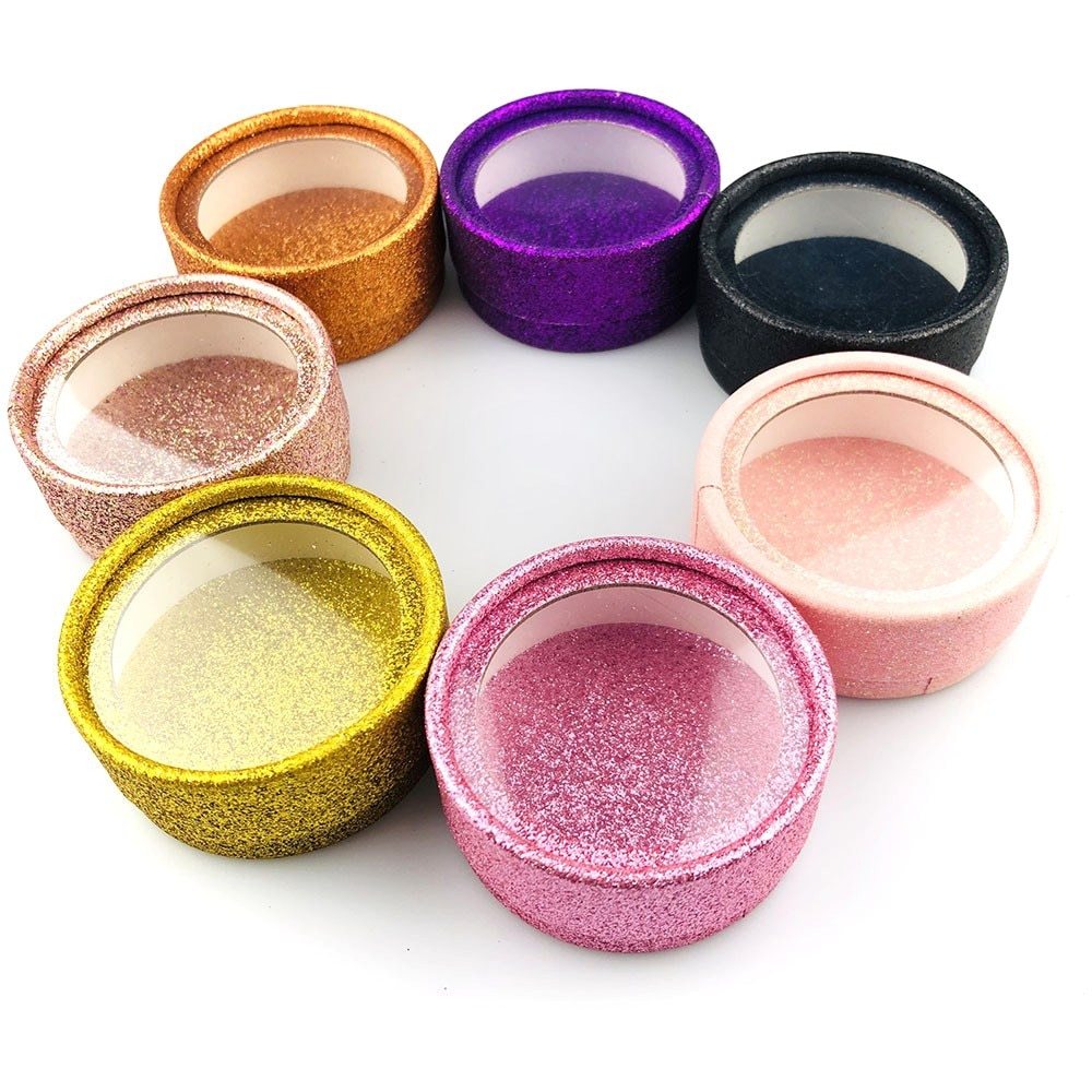 Drivworld Custom Packaging Glitter Paper Round Case With Tray Wholesale Mink Lashes Private Label Logo Packing Box Empty Case