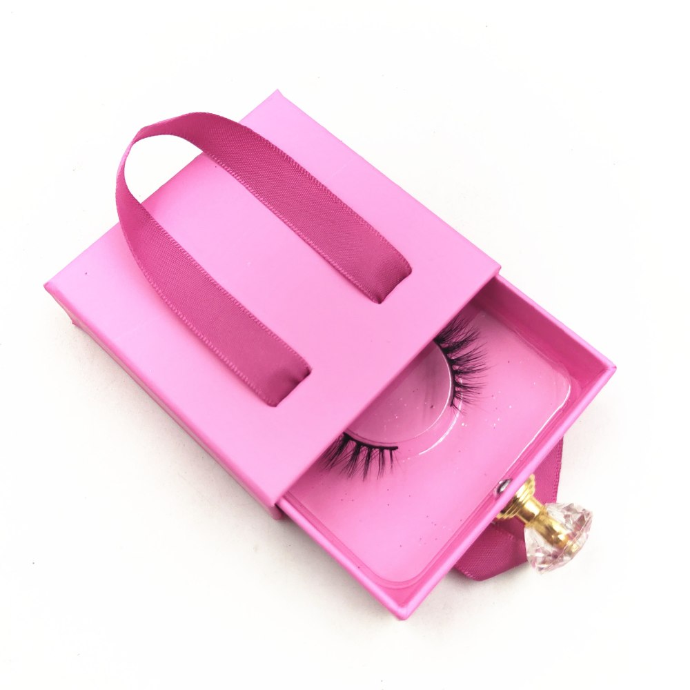 Custom Ribbon Eyelash Boxes Packaging With Logo Wholesale Customize Your Logo Beaty Makeup Package Box for False Eyelashes