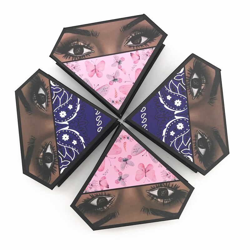 New wholesale eyelash packaging box custom own logo faux cils 25mm mink eyelashes diamond case bulk Custom logo on  box