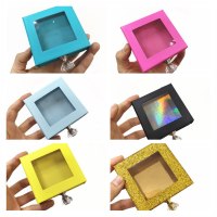 Pink yellow blue color eyelash packaging box lash boxes package custom logo 25mm mink lashes strip magnetic case bulk vendors