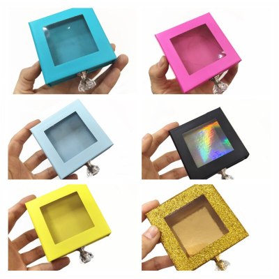 Pink yellow blue color eyelash packaging box lash boxes package custom logo 25mm mink lashes strip magnetic case bulk vendors