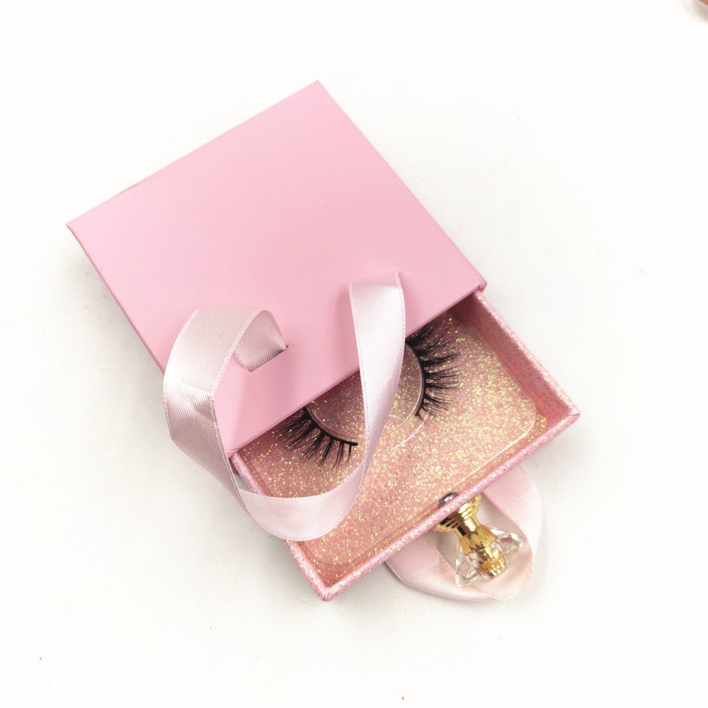 Custom Ribbon Eyelash Boxes Packaging With Logo Wholesale Customize Your Logo Beaty Makeup Package Box for False Eyelashes