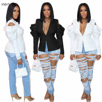 Fashionable jackets for women 2021 Solid Color Long Sleeve Women Tops Early Autumn Ladies Casual Short Suit Coat Jacket