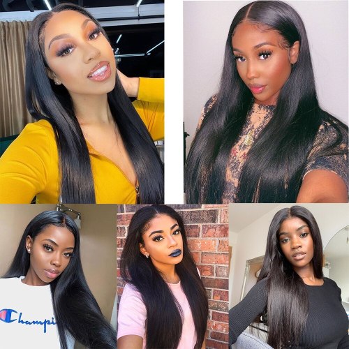 Pre-Colored Hair 2# Dark Brown Peruvian Straight Hair 3/4 Bundles Remy Human Hair Weave 100% Human Hair Extension Natural Black