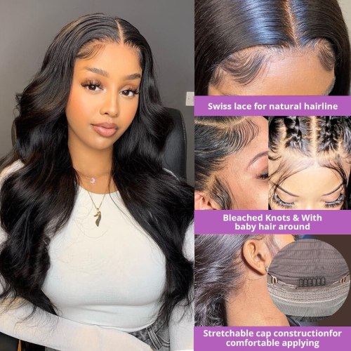 Drivworld Body Wave 13x6 Lace Front Human Hair Wigs Brazilian Transparent Lace Frontal Wig Pre Plucked Baby Hair Wigs for Women