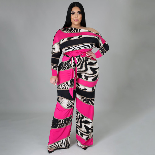 New womens jumpsuits printed slanted shoulder strap wide leg pants jumpsuit women jumpsuit