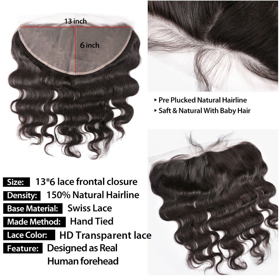Drivworld 5x5 Lace Closure Brazilian Body Wave Human Hair Tansparent HD Lace 13x6 Lace Frontal Closure cheveux humain
