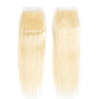 Blonde Human Hair Closure Straight Hair  613 4x4 HD lace Closure Brazilian Hair Transparent Lace Closure  Human Hair Extensions