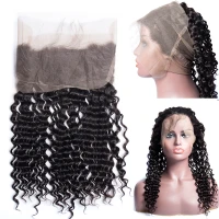 Deep Wave Frontal Closure 360 Lace Frontal Human Hai 5x5 Transparent HD Lace Frontal Closure Swiss  Curly 13x4 Lace Frontal