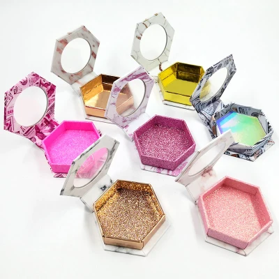 NEW 10/20/50/pcs Lash Boxes Packaging Wholesale Fahion New Empty Eyelash Packaging Box hexagon Lashes Case Eyelashes Package