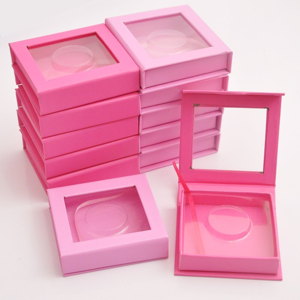 Eyelash Boxes Wholesale Lash Packaging Empty Eyelashes Package Square Cardboard Lashes Case Vendors Makeup Pink Box With Tray