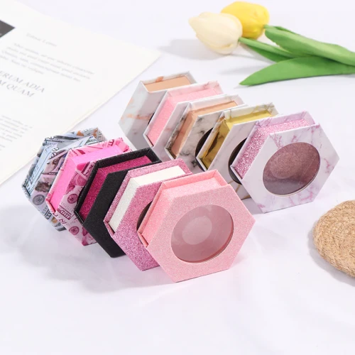 1pc High quality Multi-Color Hexagon False Eyelash Packaging Lash Box Empty Case Holder Organizer False Eyelashes case