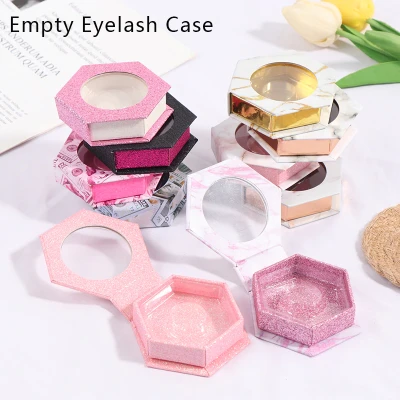 1pc High quality Multi-Color Hexagon False Eyelash Packaging Lash Box Empty Case Holder Organizer False Eyelashes case