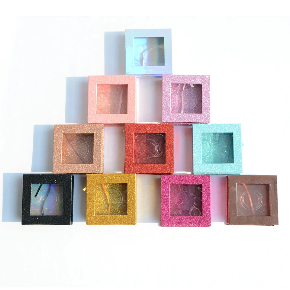 Lashes Box Case Packaging Makeup 10 Colors Mink Eyelash Square Wholesale Lashes Mink 25Mm Box Package Bulk Eyelash Extension