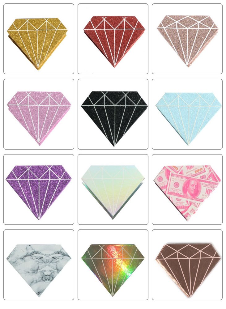 3D Mink lash Boxes Packaging Wholesale Diamond Shape Cases 25Mm Lashes Makeup False Eyelashes Set Lashes Box Case Bulk Packaging