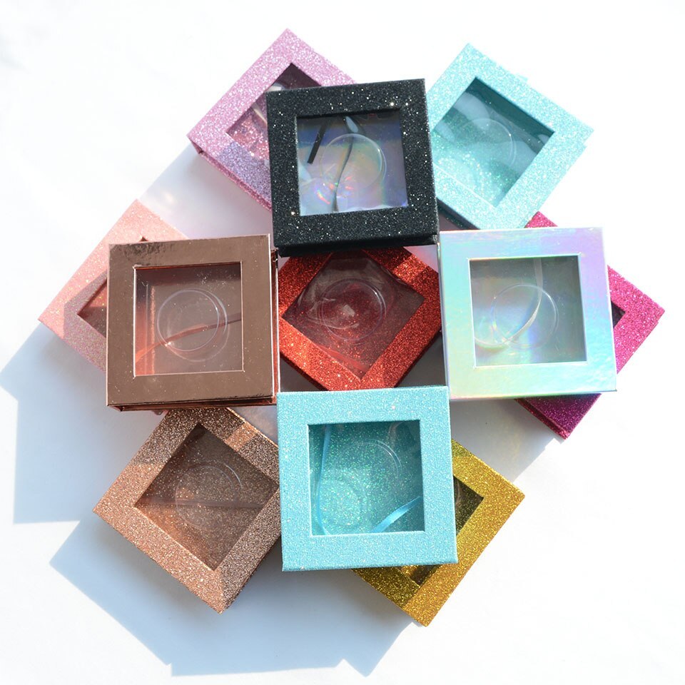 Lashes Box Case Packaging Makeup 10 Colors Mink Eyelash Square Wholesale Lashes Mink 25Mm Box Package Bulk Eyelash Extension
