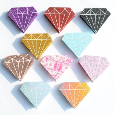 3D Mink lash Boxes Packaging Wholesale Diamond Shape Cases 25Mm Lashes Makeup False Eyelashes Set Lashes Box Case Bulk Packaging