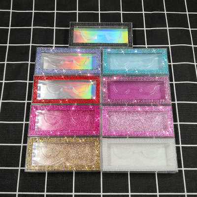 Wholesale Rhinestone Bling Glitter Eyelashes Box Empty Lash Case False Eyelashes Packaging Box 8mm-25mm Mink Lashes Boxes