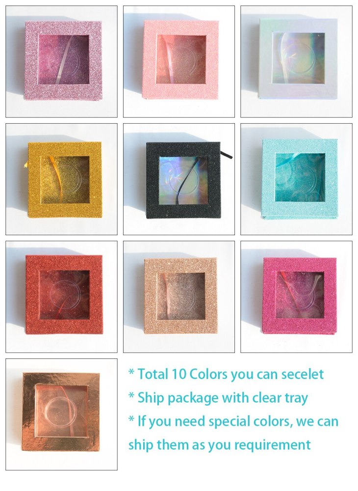 Lashes Box Case Packaging Makeup 10 Colors Mink Eyelash Square Wholesale Lashes Mink 25Mm Box Package Bulk Eyelash Extension