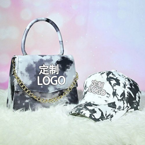 2021 Hot Selling Large Shining Tie Die Hats and Purses Handbags Sets New York Baseball Ny Bucket Hat and Purse Set for Women