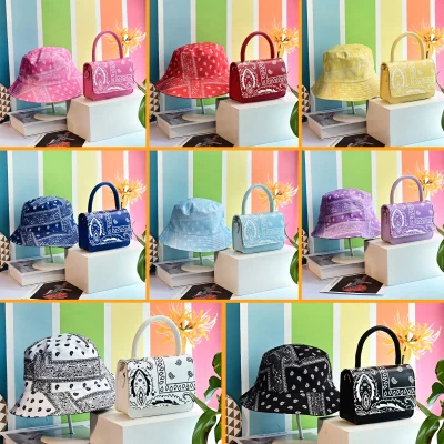 New Arrivals 2021 Bucket Hats and Bandana Purse Set Women Hand Bags Ladies Luxury Handbags