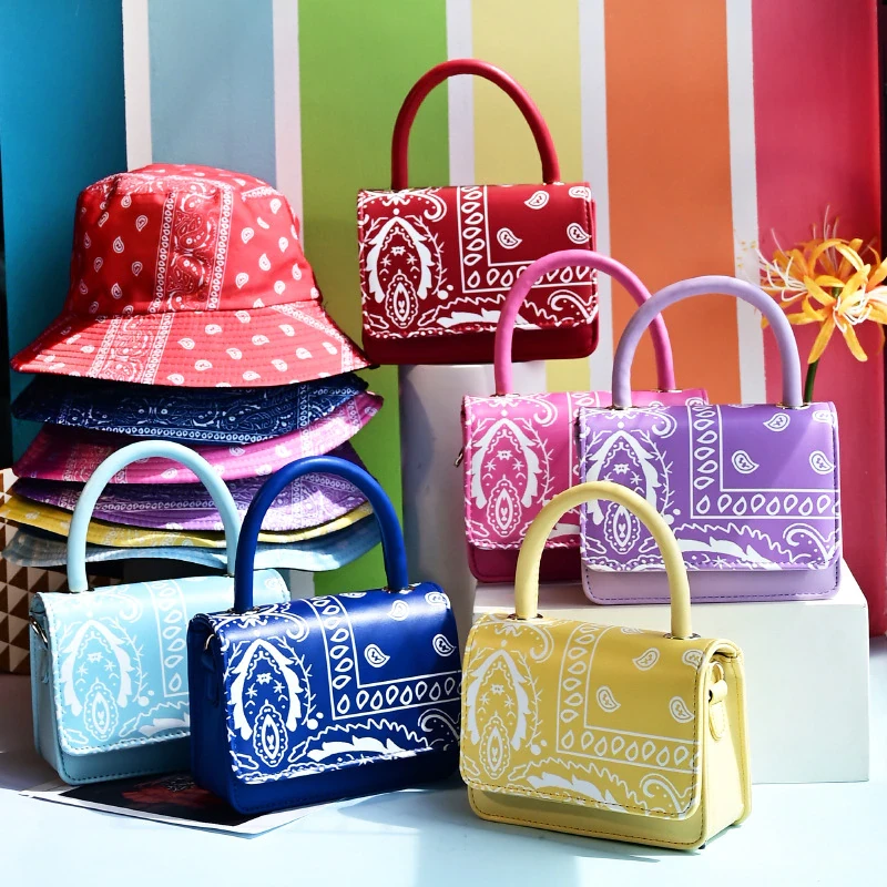 New Arrivals 2021 Bucket Hats and Bandana Purse Set Women Hand Bags Ladies Luxury Handbags