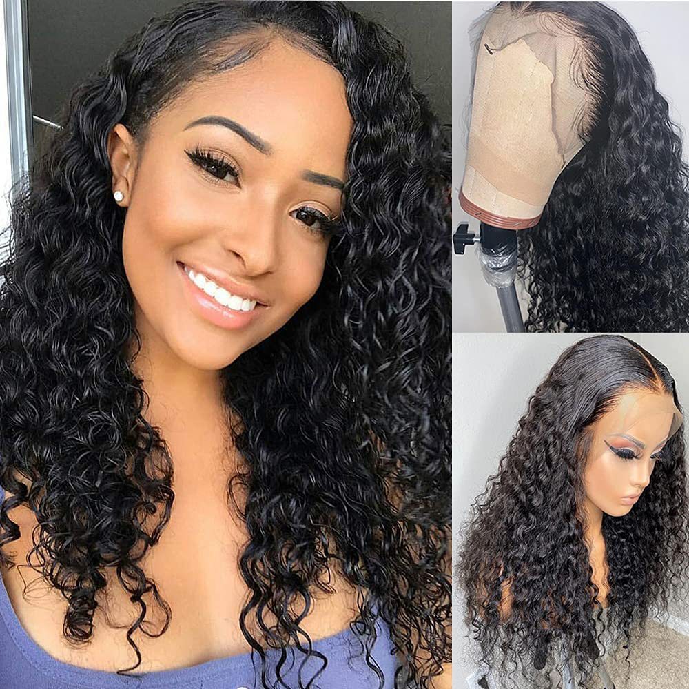 Drivworld real hair headgear HD 13*4 transparent net water frontal lace wig