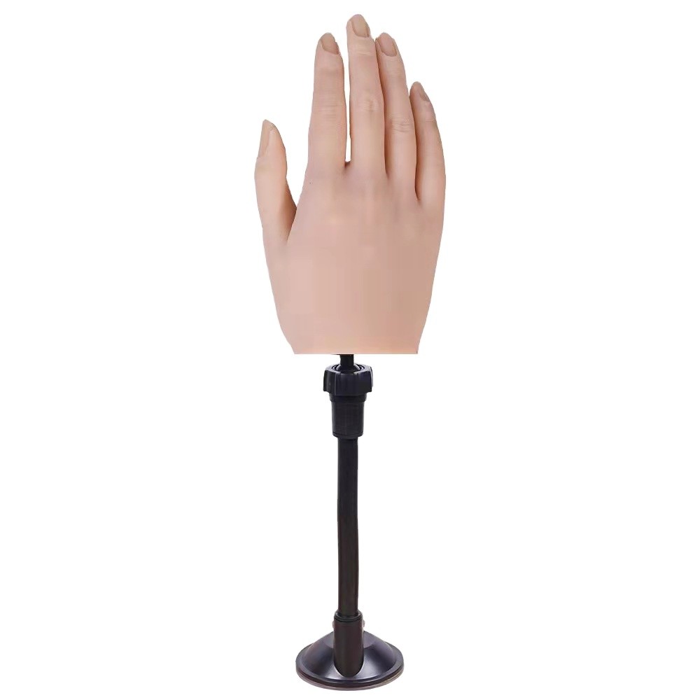Drivworld 2021 manicure silicone practice hand model with joints bendable matching nail piece practice silicone prosthetic