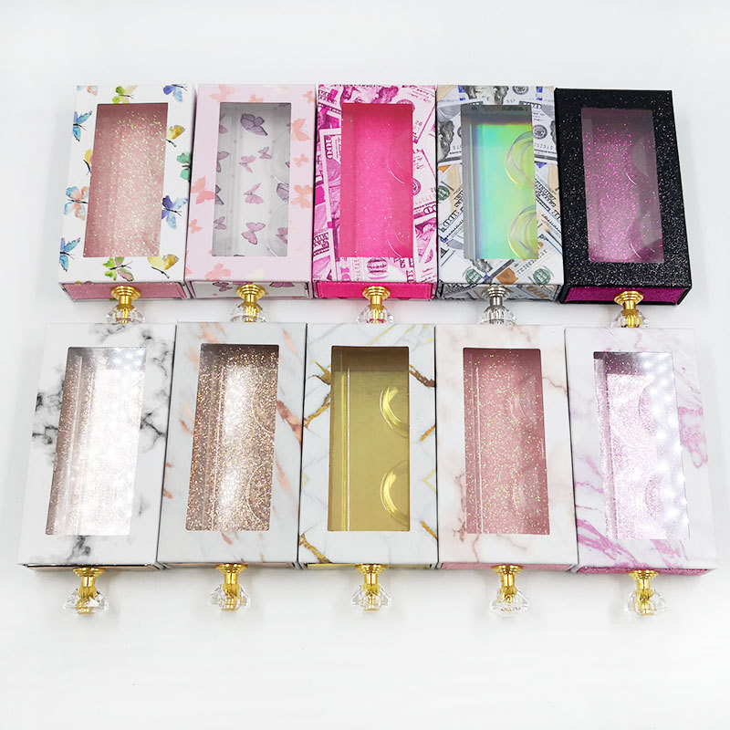 NEW 30pcs Square lash box alse Eyelash packaging box fake 3d mink lashes boxes faux cils strip diamond magnetic case empty