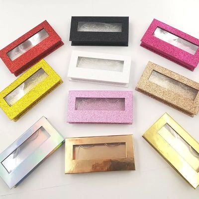Luxury Makeup Mink False Eyelashes Empty Box Case Black Marble Pink Diamond Glitter Square Packaging Container Custom Label Logo