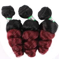 Drivworld black to golden burgundy Ombre Hair weave 16 18 20 Inches 3pcs/lot Synthetic Hair extension loose wave bundles for women