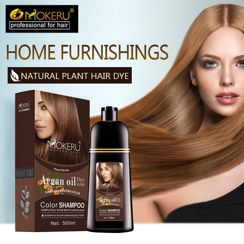 Mokeru Natural Brown Hair Color Permanent Hair Coloring Shampoo Long Lasting Hair Dye Shampoo For Women Professional Dying