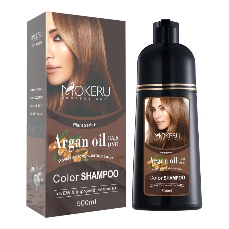 Mokeru Natural Brown Hair Color Permanent Hair Coloring Shampoo Long Lasting Hair Dye Shampoo For Women Professional Dying