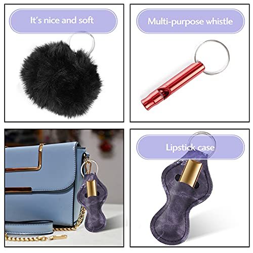 Self Defense Keychain Chapstick Holder, Safety Wristlet Keychains For Women Set