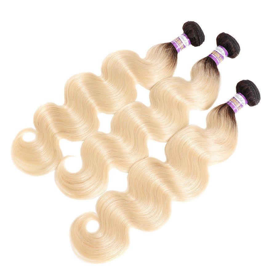 10a Grade 1b 613 body wave human hair extensions blond hair