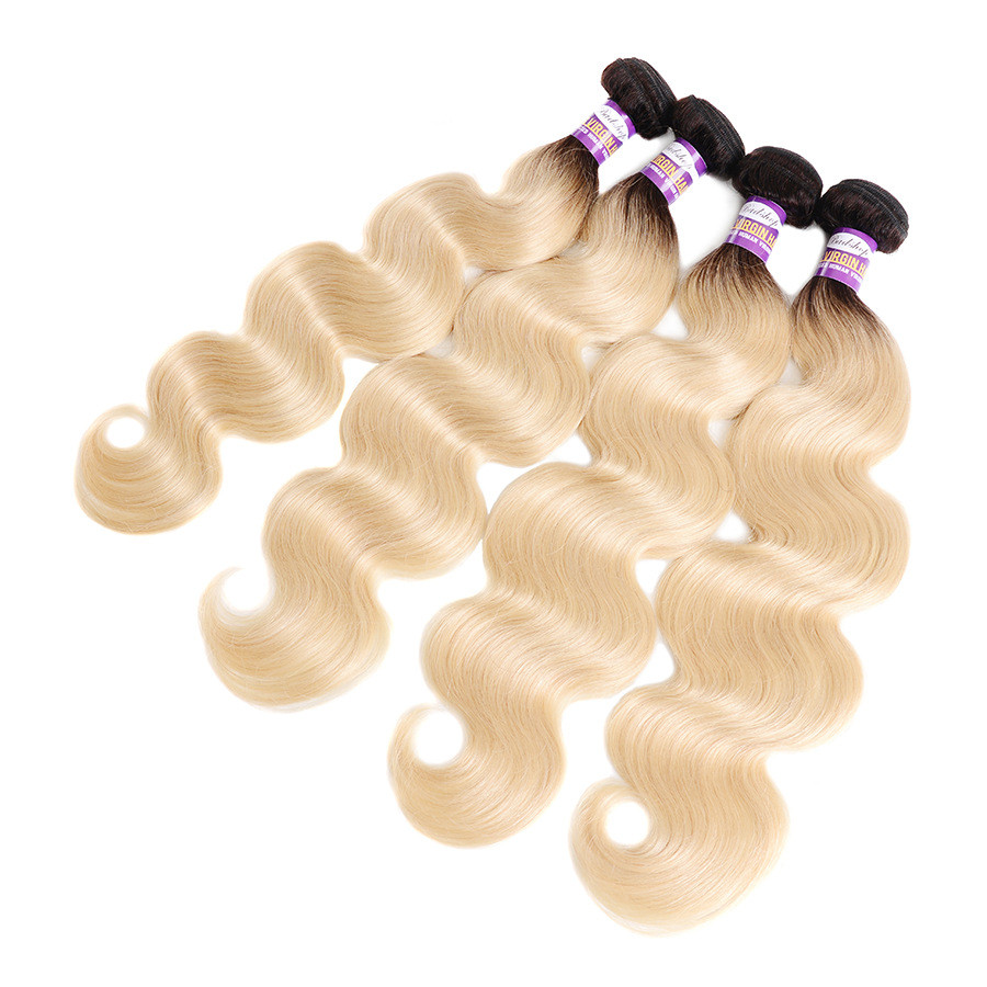 10a Grade 1b 613 body wave human hair extensions blond hair
